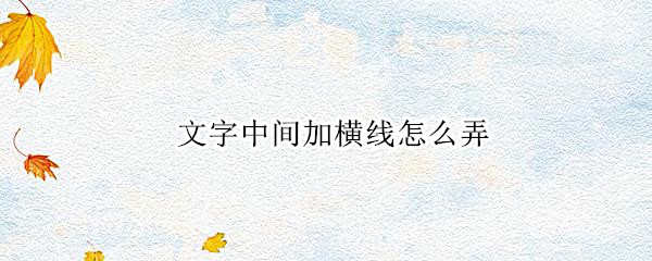 文字中间加横线怎么弄（手机文字中间加横线怎么弄）
