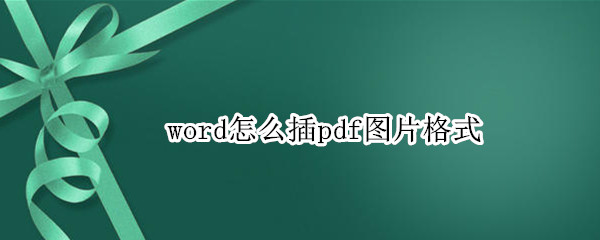 word怎么插pdf图片格式（word怎么插pdf图片格式 wps）