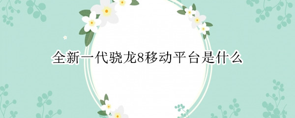 全新一代骁龙8移动平台是什么（全新一代骁龙8移动平台是什么处理器）