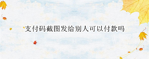 支付码截图发给别人可以付款吗（支付码截图发给别人可以付款吗安全吗）