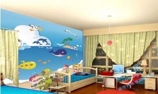 背景墙设计，梦幻儿童房背景墙设计 儿童房背景墙造型图片