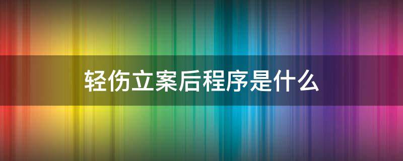 轻伤立案后程序是什么