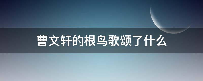 曹文轩的根鸟歌颂了什么 曹文轩写的根鸟的主要内容是什么