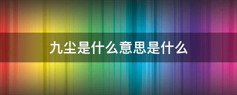 九尘是什么意思是什么（九尘的意思）