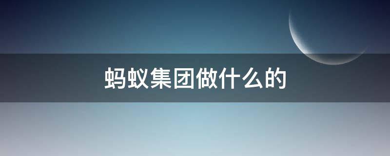 蚂蚁集团做什么的 蚂蚁集团是做啥的