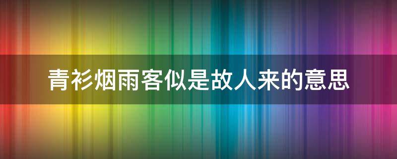 青衫烟雨客似是故人来的意思（青衫烟雨客,似是故人来）