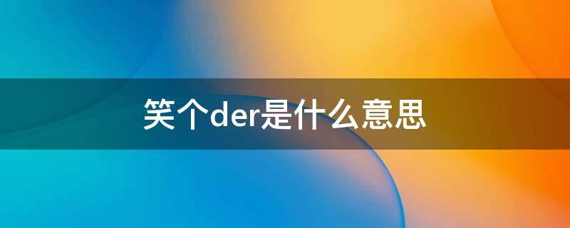 笑个der是什么意思（笑个DER）