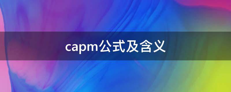 capm公式及含义