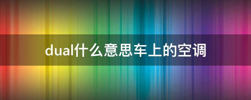 dual什么意思车上的空调（dual什么意思车上的空调锐志）