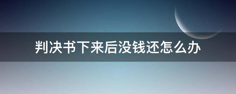 判决书下来后没钱还怎么办（民事判决书下来后没钱还怎么办）