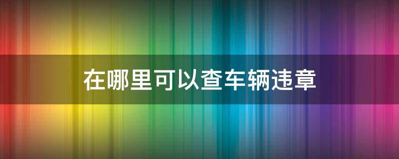 在哪里可以查车辆违章（在哪里可以查车辆违章图片）