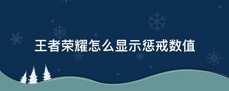 王者荣耀怎么显示惩戒数值 王者惩戒的数值怎么显示