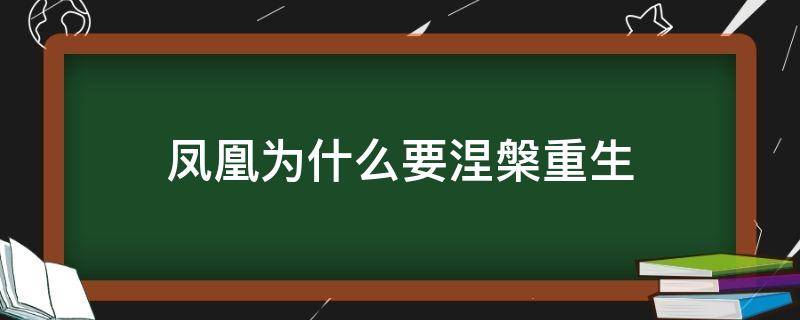 凤凰为什么要涅槃重生（凤凰为什么要涅槃重生什么意思）