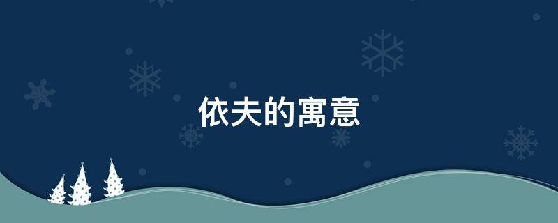 依夫的寓意 依的寓意好吗