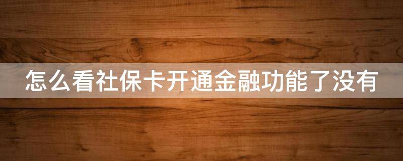 怎么看社保卡开通金融功能了没有 怎么看我的社保卡有没有开通金融功能