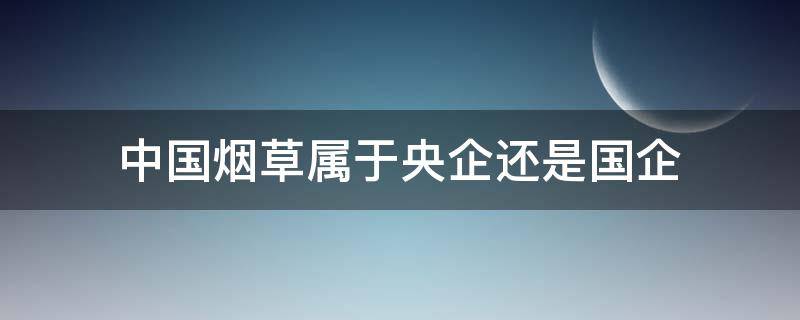 中国烟草属于央企还是国企 中国烟草属于央企还是国企呢
