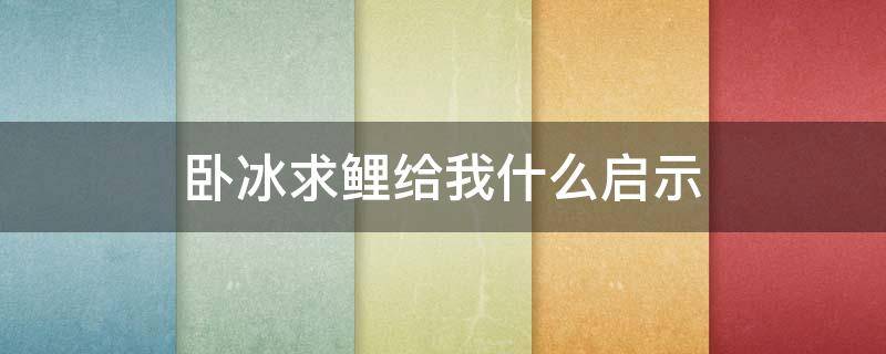 卧冰求鲤给我什么启示 卧冰求鲤的启示