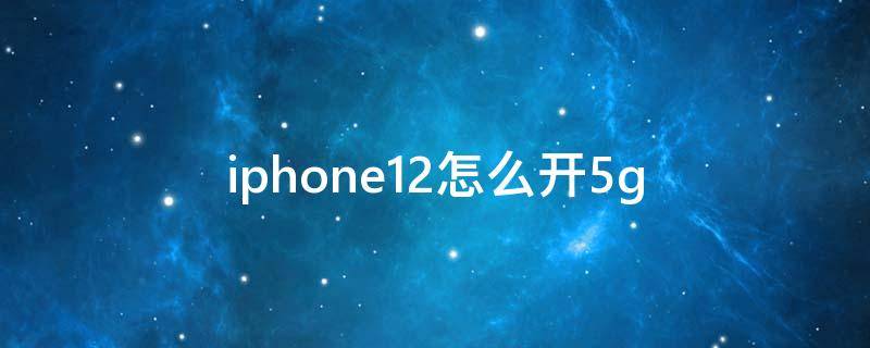 iphone12怎么开5g（iphone12怎么开5g网络）