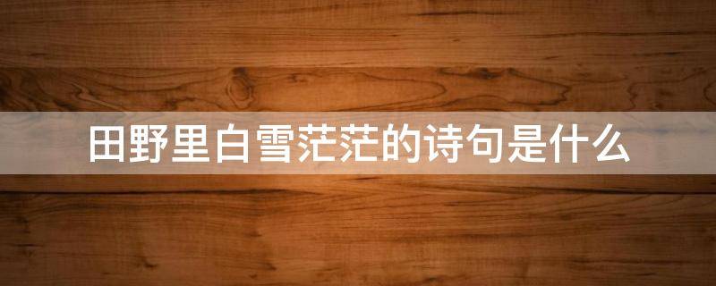 田野里白雪茫茫的诗句是什么（田野里白雪茫茫的诗句是什么诗）