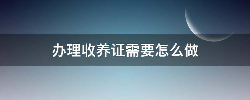办理收养证需要怎么做（办理收养证需要什么）
