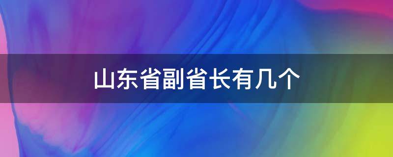 山东省副省长有几个