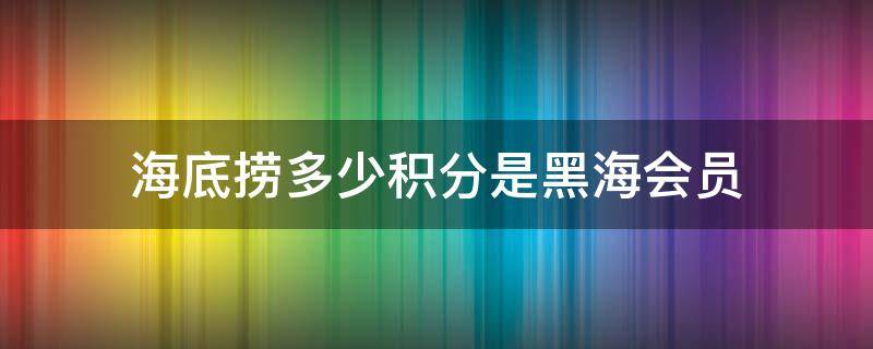 海底捞多少积分是黑海会员（海底捞黑金会员要多少积分）