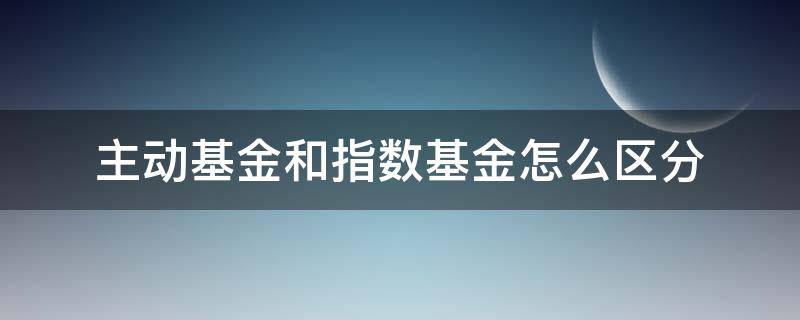 主动基金和指数基金怎么区分（指数和主动基金的区别）