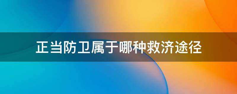 正当防卫属于哪种救济途径（正当防卫属于哪些救济途径）