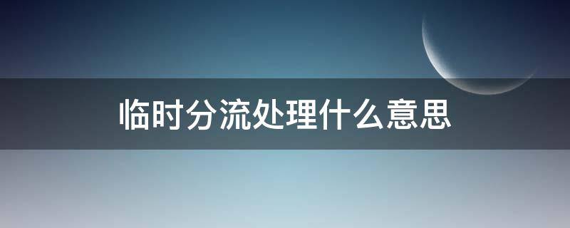临时分流处理什么意思(快递的临时分流处理什么意思)