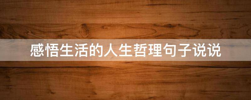 感悟生活的人生哲理句子说说（感悟生活的人生哲理句子说说短句）