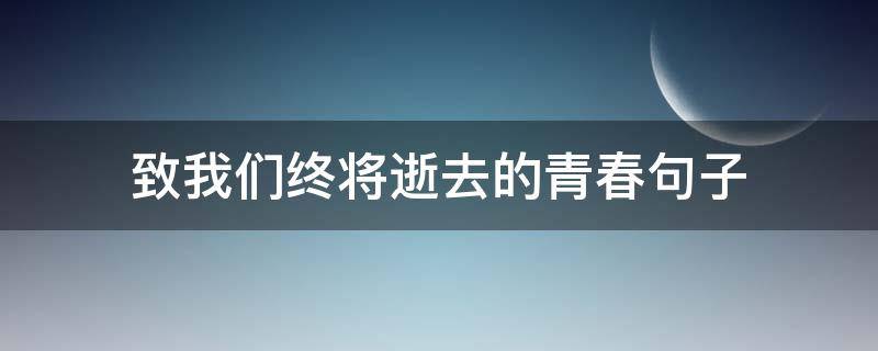 致我们终将逝去的青春句子 致我们终将逝去的青春句子英文