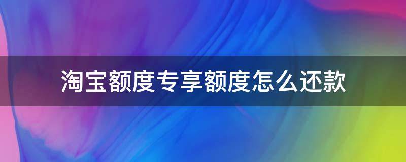淘宝额度专享额度怎么还款(淘宝额度专享额度是什么时候还)