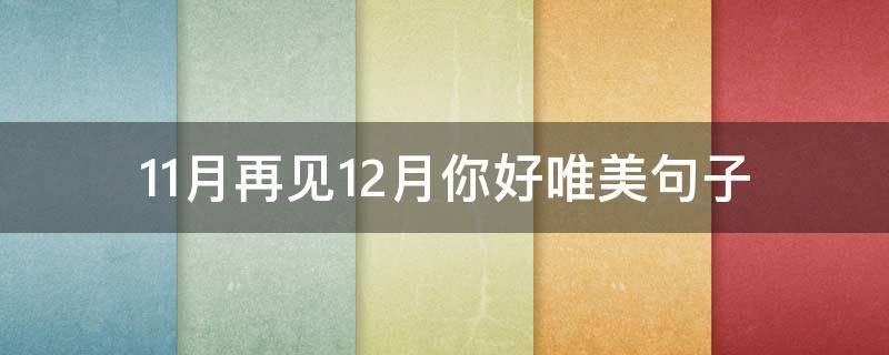 11月再见12月你好唯美句子（11月再见12月你好唯美励志句子）