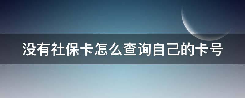 没有社保卡怎么查询自己的卡号 没有社保卡怎么查询自己的卡号码