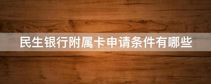 民生银行附属卡申请条件有哪些 民生银行的附属卡是干嘛用的