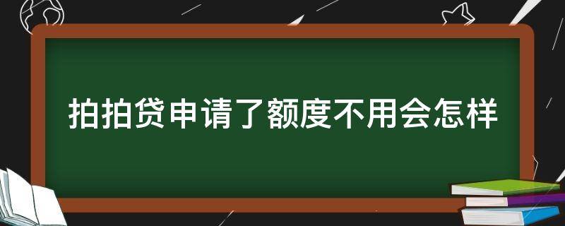 拍拍贷申请了额度不用会怎样（拍拍贷申请了额度不用会怎样吗）