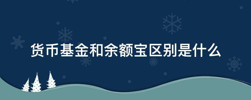 货币基金和余额宝区别是什么（货币基金和余额宝区别是什么意思）
