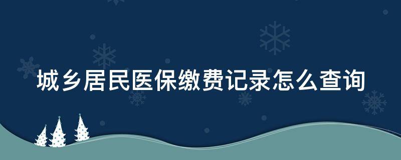 城乡居民医保缴费记录怎么查询 医保交了怎么查不到缴费记录