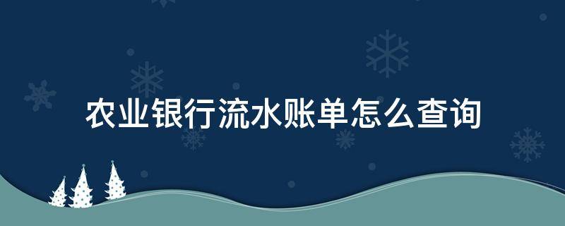 农业银行流水账单怎么查询（农业银行流水账单怎么查询真假）