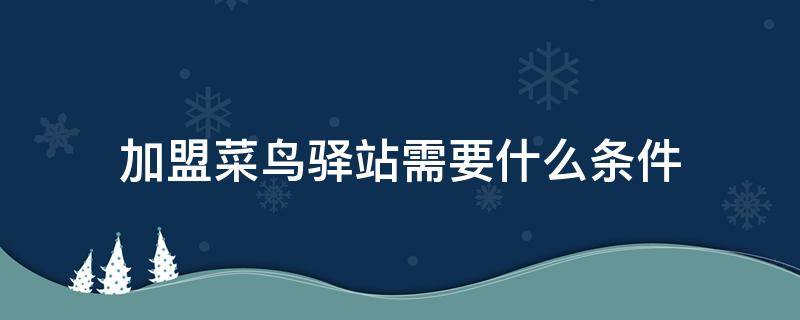 加盟菜鸟驿站需要什么条件（怎么加盟菜鸟驿站快递代收点）