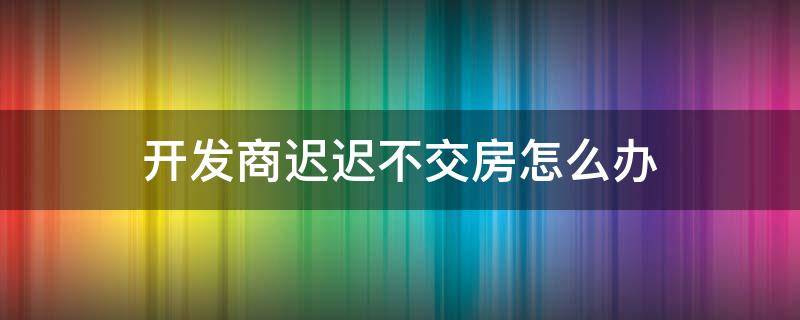 开发商迟迟不交房怎么办（开发商迟迟不交房怎么办可以退吗）