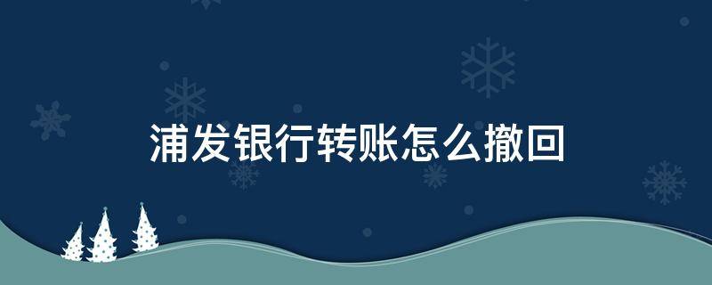 浦发银行转账怎么撤回（浦发银行转账撤回几天到账）