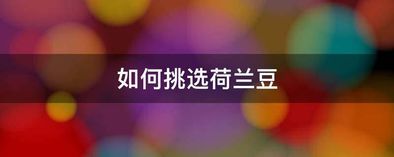 如何挑选荷兰豆 如何挑选荷兰豆的品种