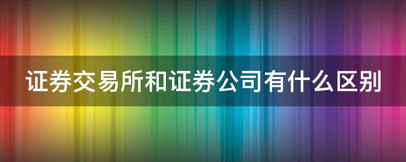证券交易所和证券公司有什么区别(证券公司和交易所是什么关系)