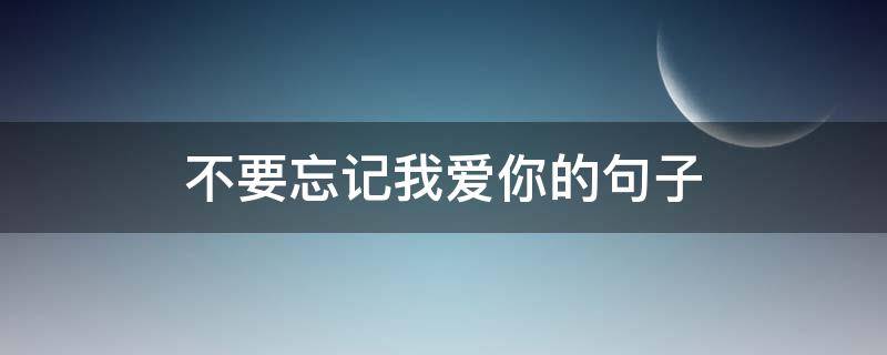 不要忘记我爱你的句子