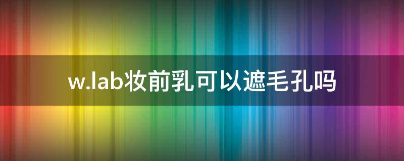 w.lab妆前乳可以遮毛孔吗（wlab妆前乳用在隔离前还是隔离后）