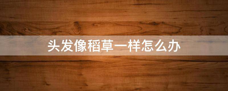 头发像稻草一样怎么办（头发像稻草一样怎么办啊）