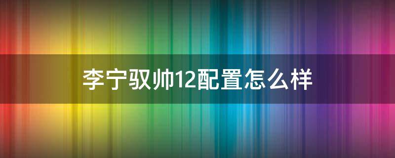 李宁驭帅12配置怎么样（李宁驭帅12最低多少钱）