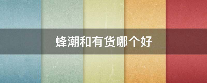 蜂潮和有货哪个好（蜂潮体育文化有限公司）