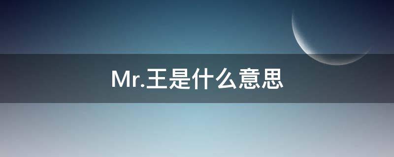 Mr.王是什么意思（mr wang 什么意思）